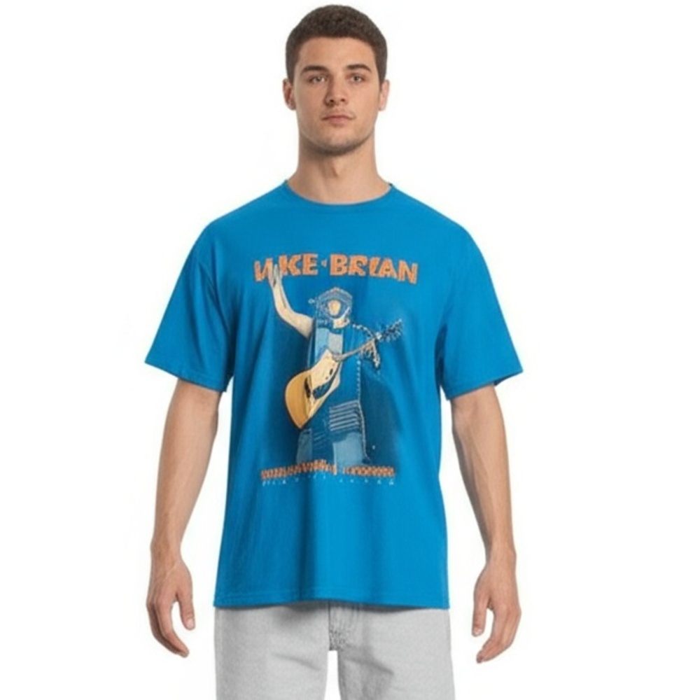 Luke Bryan T-Shirt Size Large Blue What Makes You Country Tour 2018‎ Graphic